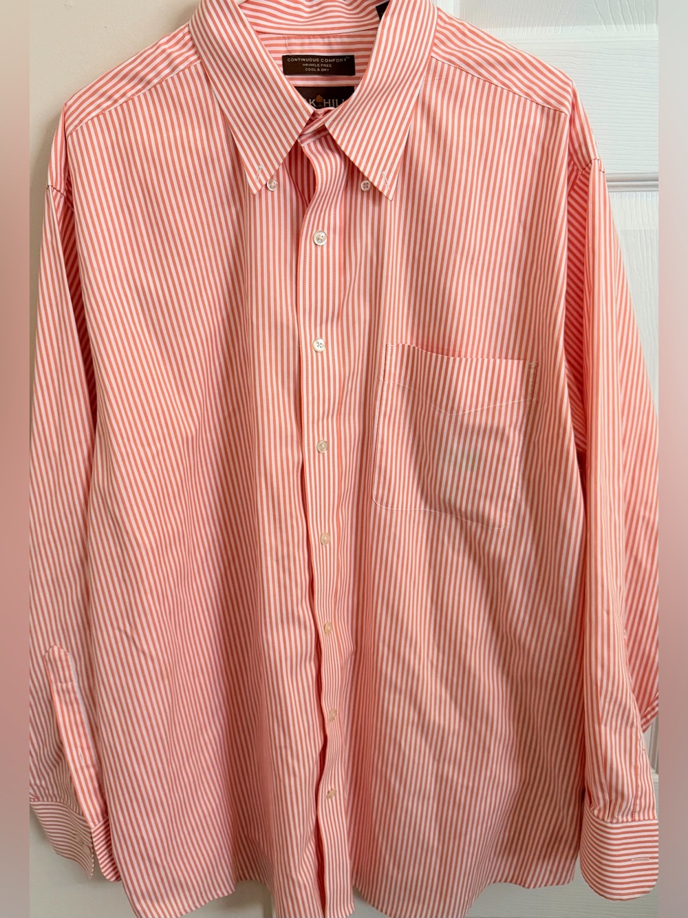 Oak Hill Striped Multicolor 100% Cototn Men’s XL Wrinkle Free Long Sleeve Button